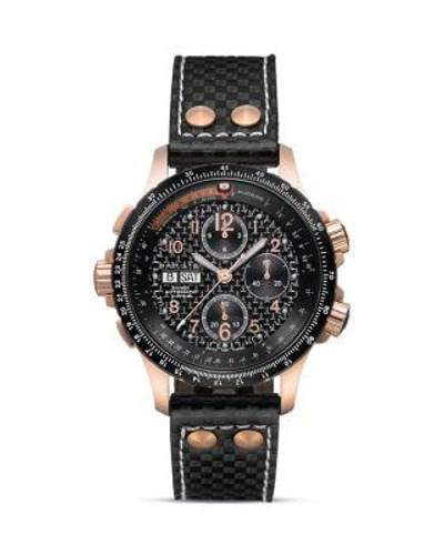 Hamilton Khaki X-wind Automatic Chronograph Leather Strap Watch, 44mm In Black/ Rose Gold