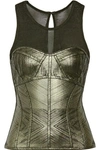 HERVE LEGER METALLIC BANDAGE AND STRETCH-KNIT TOP