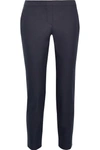 Theory Thaniel Approach Cropped Stretch Cotton-blend Twill Slim-leg Pants In Navy