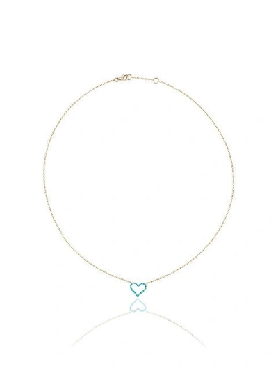 Rosa De La Cruz Chain Heart Pendant Necklace In Blue