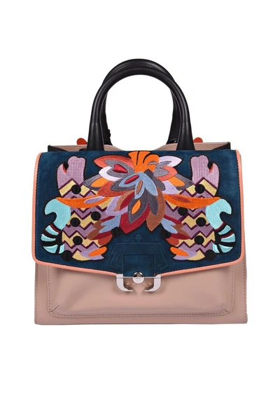 Paula Cademartori Alex Embroidered Leather Top Handle Bag In Lfmutlicolor