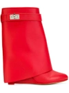 Givenchy Shark Lock Leather Boots In Red