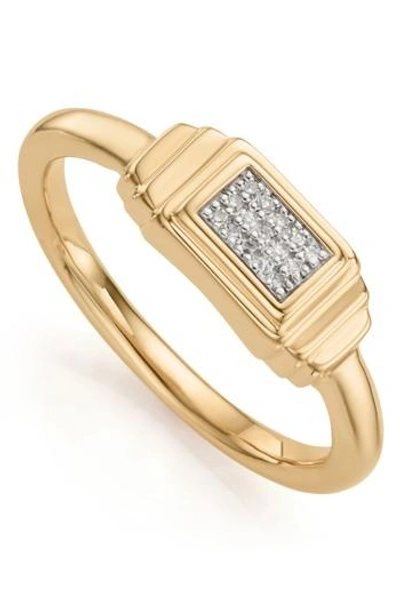 Monica Vinader Baja Deco Diamond Ring In Yellow Gold