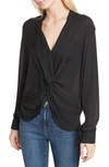 L AGENCE TWIST FRONT SILK BLOUSE,4842GG