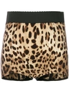 Dolce & Gabbana Brown Printed Stretch Silk Shorts