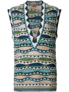 MISSONI MISSONI V-NECK STRIPED KNIT VEST - MULTICOLOUR,20864612468997