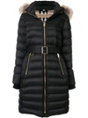 BURBERRY BURBERRY DETACHABLE FUR TRIM DOWN-FILLED PUFFER COAT WITH HOOD - BLACK,406105712481132