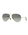 Ray Ban Ray-ban Unisex Polarized Brow Bar Aviator Sunglasses, 62mm In Gold/gray