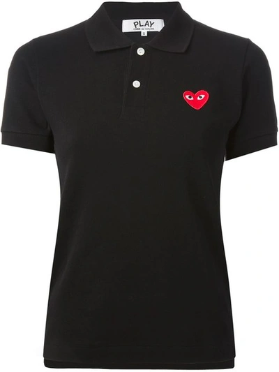 Comme Des Garçons Play Embroidered Heart Polo Shirt In Black  