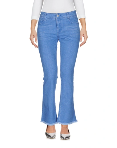 Stella Mccartney Cropped & Flared Cotton Denim Jeans, Blue