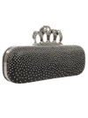 ALEXANDER MCQUEEN STUDDED FOUR-RING CLUTCH,229282.DP6SY 1000 NERO