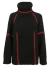 Alexander Mcqueen Stitch Detail Cashmere Turtleneck Sweater In Black