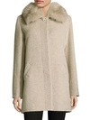 SOFIA CASHMERE Fox Fur-Trimmed Collar Car Coat
