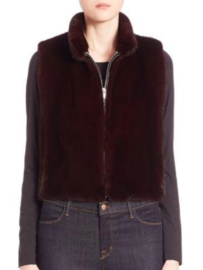 The Fur Salon Mink Fur Waistcoat In Wine Red