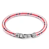 ANCHOR & CREW Red Dash Paignton Silver & Rope Bracelet