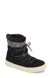 Toms Alpine Suede And Faux Fur Slipper Booties In Black