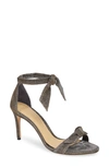 Alexandre Birman Clarita Mid-heel Metallic Evening Fabric Sandals In Silver