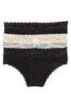 Honeydew Intimates Ahna 3-pack Hipster Panties In Black/ Heather Grey/ Black