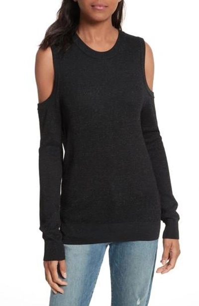 Rebecca Minkoff Page Crewneck Cold-shoulder Sweater In Black/ Black