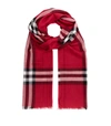 BURBERRY GAUZE GIANT CHECK WOOL-SILK SCARF, PINK,P000000000005182802