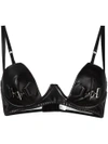 FOLIES BY RENAUD FAUX LEATHER PLUNGE BRA,2904E11705669