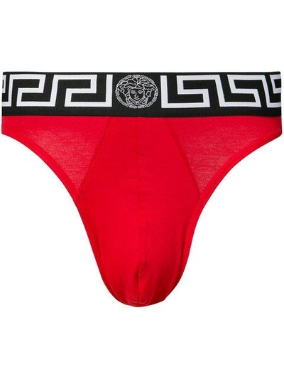 Versace Greca腰带三角裤 In Red