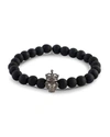 Tateossian Men's Wood Bead And Gunmetal Bracelet In Black