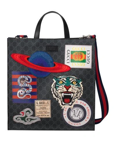 Gucci Men's Gg Supreme Tote Bag With Patches