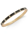 Kate Spade Gold-tone Crystal Enamel Hinged Bangle Bracelet In Clear/grey