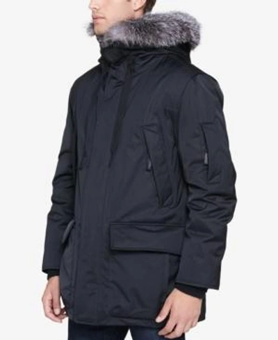 Andrew Marc Explorer Waterproof Fur-trimmed Parka Coat In Black
