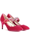 GUCCI EMBELLISHED VELVET PUMPS,P00280487-9