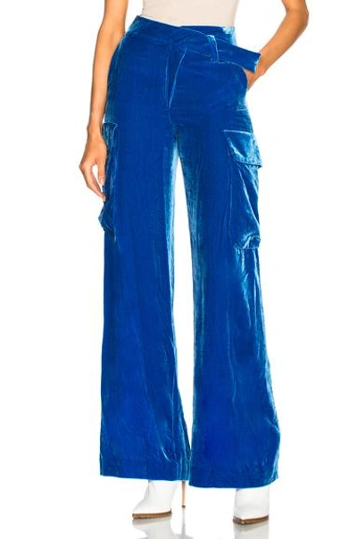 Monse Wide-leg Velvet Cargo Pants In Blue