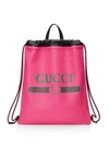 GUCCI Logo Accent Leather Drawstring Bag