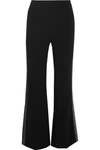 ROLAND MOURET WILLOW LUREX-TRIMMED STRETCH-CREPE FLARED PANTS