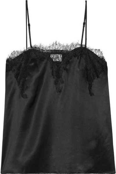 Cami Nyc The Sweetheart Lace-trimmed Silk-charmeuse Camisole In Black