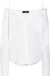 THEORY TAMALEE OFF-THE-SHOULDER COTTON-POPLIN SHIRT