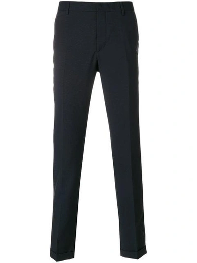 Prada Dark Blue Cotton Chino Pant In Black
