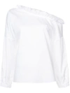 TIBI frill trim one shoulder blouse,TF317SPP7526412450180