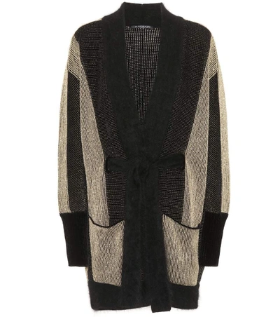 Balmain Belted Metallic Cardigan In Multicolour