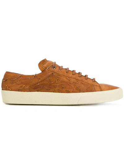 Saint Laurent Leather Court Classic Star Trainers In Brown
