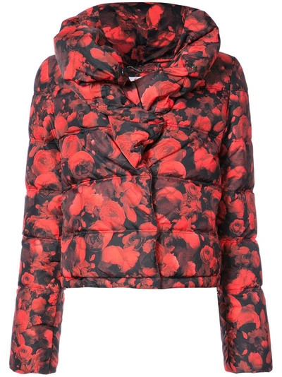 Givenchy Floral Print Puffer Jacket In Red