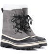 Sorel Caribou Leather & Faux Fur Lace-up Boots In Grey