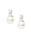 MAJORICA 6MM White Faux Pearl and Sterling Silver Hollow Fill Earrings,0400095770781