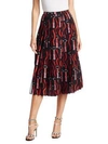 VALENTINO Lipstick-Print Pleated Skirt