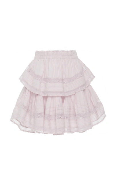 Loveshackfancy Tiered Ruffle Mini Skirt In White