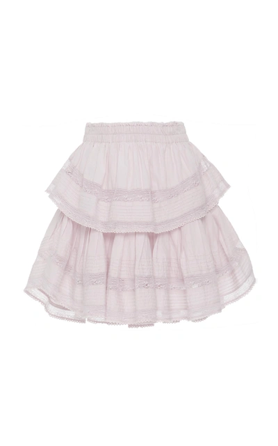 Loveshackfancy Tiered Ruffle Mini Skirt In Violet