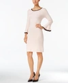 CALVIN KLEIN TWO-TONE BELL-SLEEVE SWEATER DRESS