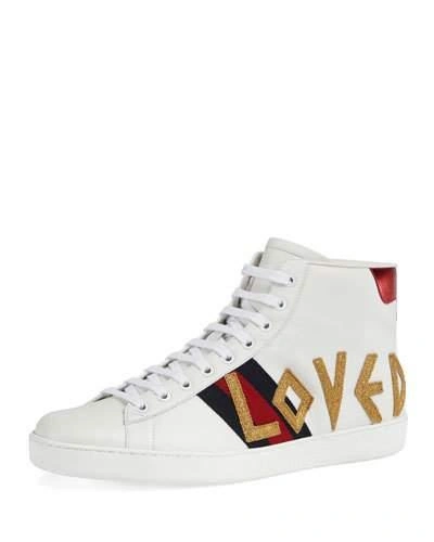 Gucci Ace Embroidered High-top Sneaker In White