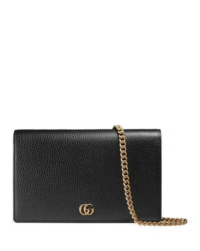 Gucci Petite Marmont Wallet On A Chain In Black