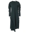 TIBI Spruce Crepe Knit Ruched Sleeve Ruffle Dress,R17CF15404